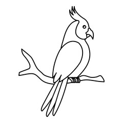 parrot bird in tree branch isolated icon