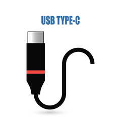 USB C, Type-C or USB 4 connector cable line art vector icon for apps and websites