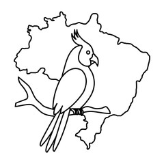 map of brazil with parrot bird isolated icon