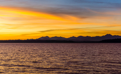 Olympic Mountains Sunset Silhouette 9