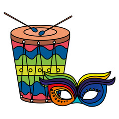 drum with mask carnival isolated icon