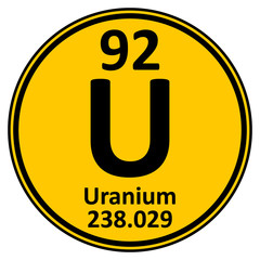 Periodic table element uranium icon. © konstan