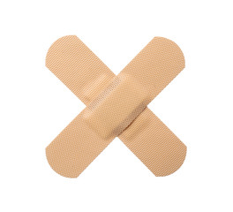 Medical sticking plasters isolated on white. First aid item