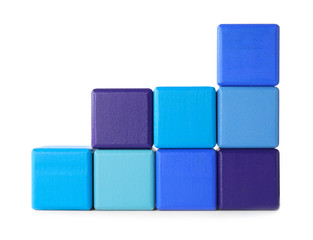 Obraz premium Many colorful wooden cubes isolated on white