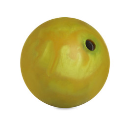 Modern yellow bowling ball isolated on white