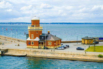 Lighthouse Down Oresund Harbour Helsingborg
