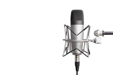  professional studio condenser microphone for voice recording on a white background. isolated on...