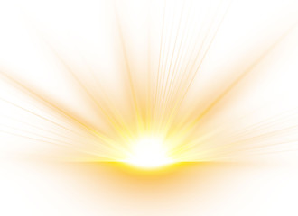 Obraz premium Sunrise, dawn. Sunlight a translucent special design of the light effect. Vector illustration.