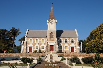 The Dutch Reformed Church in Kareedouw, South Africa. This is a popular tourist attraction in the town. 