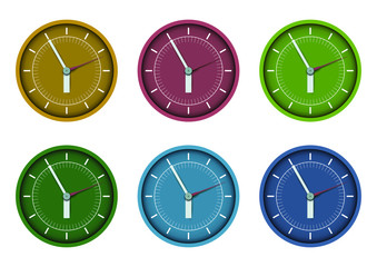 set of clocks on white background