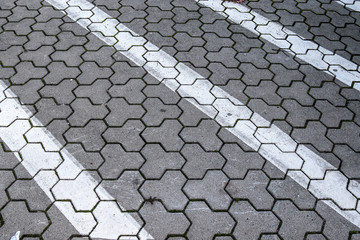 Detailed close up view on textures of old cobble stone roads