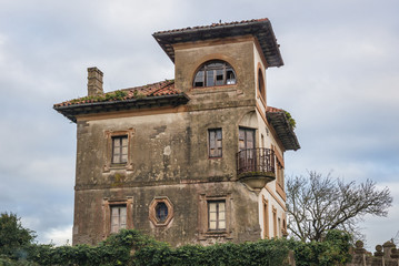 Exterior view of abandoned building in Colunga municipality, Asturias region of Spain