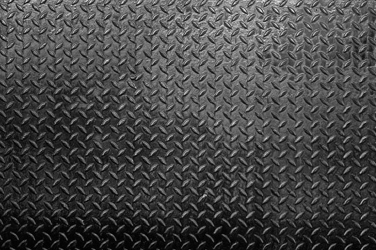 Metal Floor Texture, dark list with rhombus shapes of Black steel texture background
