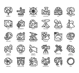 Set of geography thin line and pixel perfect icons for any web and app project.
