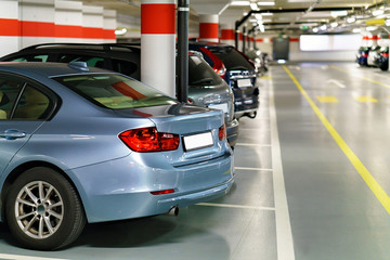 Underground Parking garage with cars at Zermatt train station