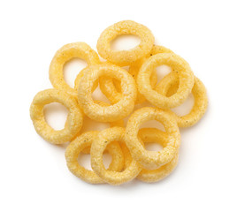 Top view of crispy onion rings