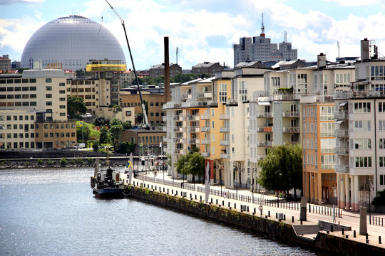 Norra Hammarbyhamnen p&aring; S&ouml;dermalm och globen
