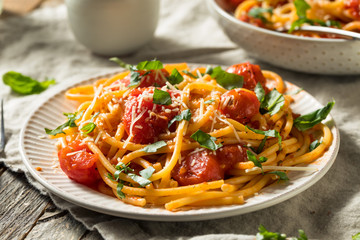 Homemade Bucatini all Amatriciana Pasta