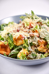American salad with waffles and parmesan, lettuce
