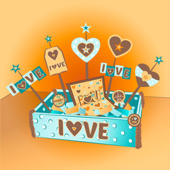 Box with details for valentines day