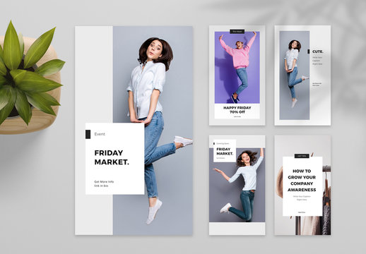 Black and White Social Media Post Layout Set