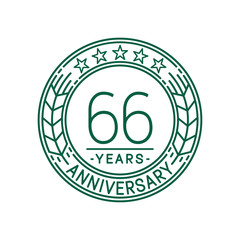 66 years anniversary celebration logo template. Line art vector and illustration.
