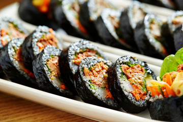 Gimbap, Korean rice roll dish 