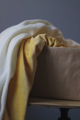 yellow and white plush fabric