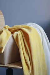 yellow and white plush fabric