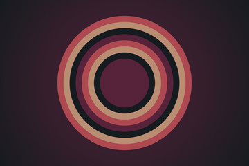 Abstrakte Illustration bestehend aus einem Kreis mit mehreren bunten Ringen in dunkel-rosa, rosa-rot, orange und dunklem cyan-blau. Hintergrund dunkel-rosa.