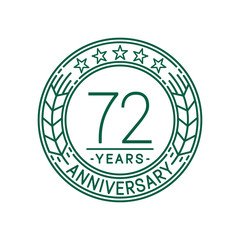 72 years anniversary celebration logo template. Line art vector and illustration.