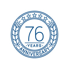 76 years anniversary celebration logo template. Line art vector and illustration.