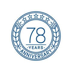 78 years anniversary celebration logo template. Line art vector and illustration.
