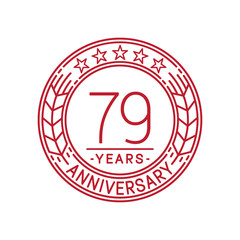 79 years anniversary celebration logo template. Line art vector and illustration.