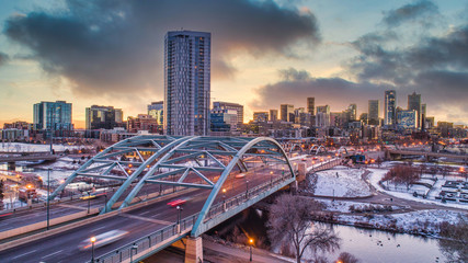 Obraz premium Denver, Colorado, USA Skyline Aerial