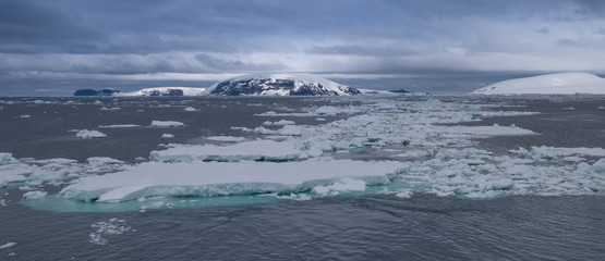 Stunning coastal landscapes along the Tabarin peninsula in the Antarctic continent