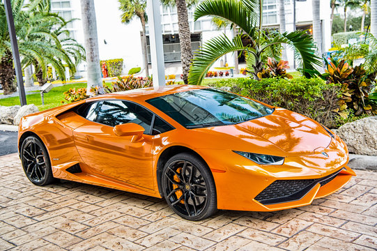 Orange Luxury Sport Car Lamborghini Aventador
