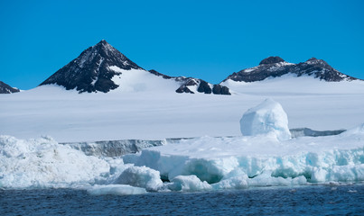 Stunning coastal landscapes along the Tabarin peninsula in the Antarctic continent