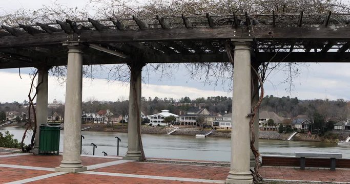 Savannah River Riverwalk at Augusta, Georgia 4K