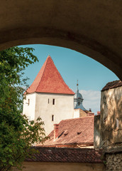 View of medieval architecture in downtown Brasov, Romania.