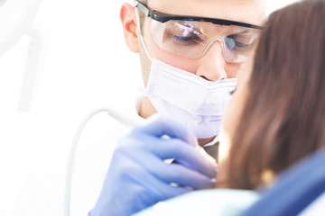 Naklejka premium Work in modern dental office