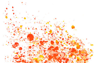 Abstract paint splashes and drops isolated on white background. Colorful  spots of gouache paint..