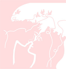 Illustration of love and valentine's Day with couple silhouette. Vector illustration