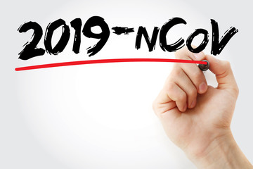 2019-nCoV (Novel Coronavirus) text with marker, medical concept background