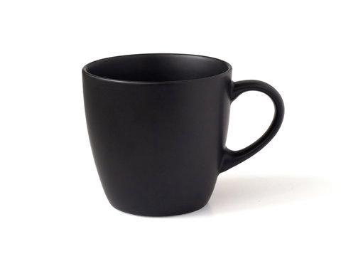 Black ceramic mug isolated on white background