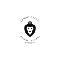 Safari. Logo template. Lion with crown