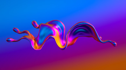 Splash fluid. 3d illustration, 3d rendering.