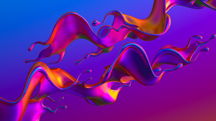 Splash fluid. 3d illustration, 3d rendering.