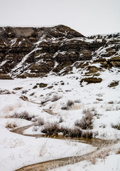 Late blast of winter hits the area. Drumheller Alberta, Canada.