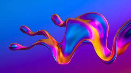 Splash fluid. 3d illustration, 3d rendering.